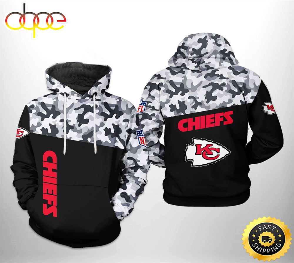 Kansas City Chiefs NFL Camo Veteran Team 3D Printed HoodieZipper Hoodie