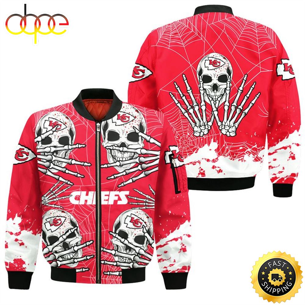 Kansas City Chiefs Skull Hallowen Bomber Jacket