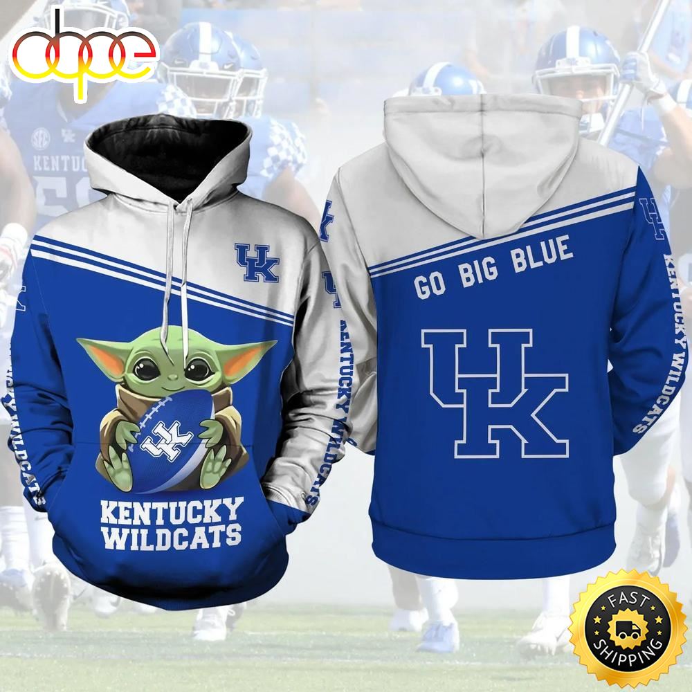 Kentucky Wildcats Lovers Baby Yoda 3d Hoodie Kentucky Wildcats Fans Gift