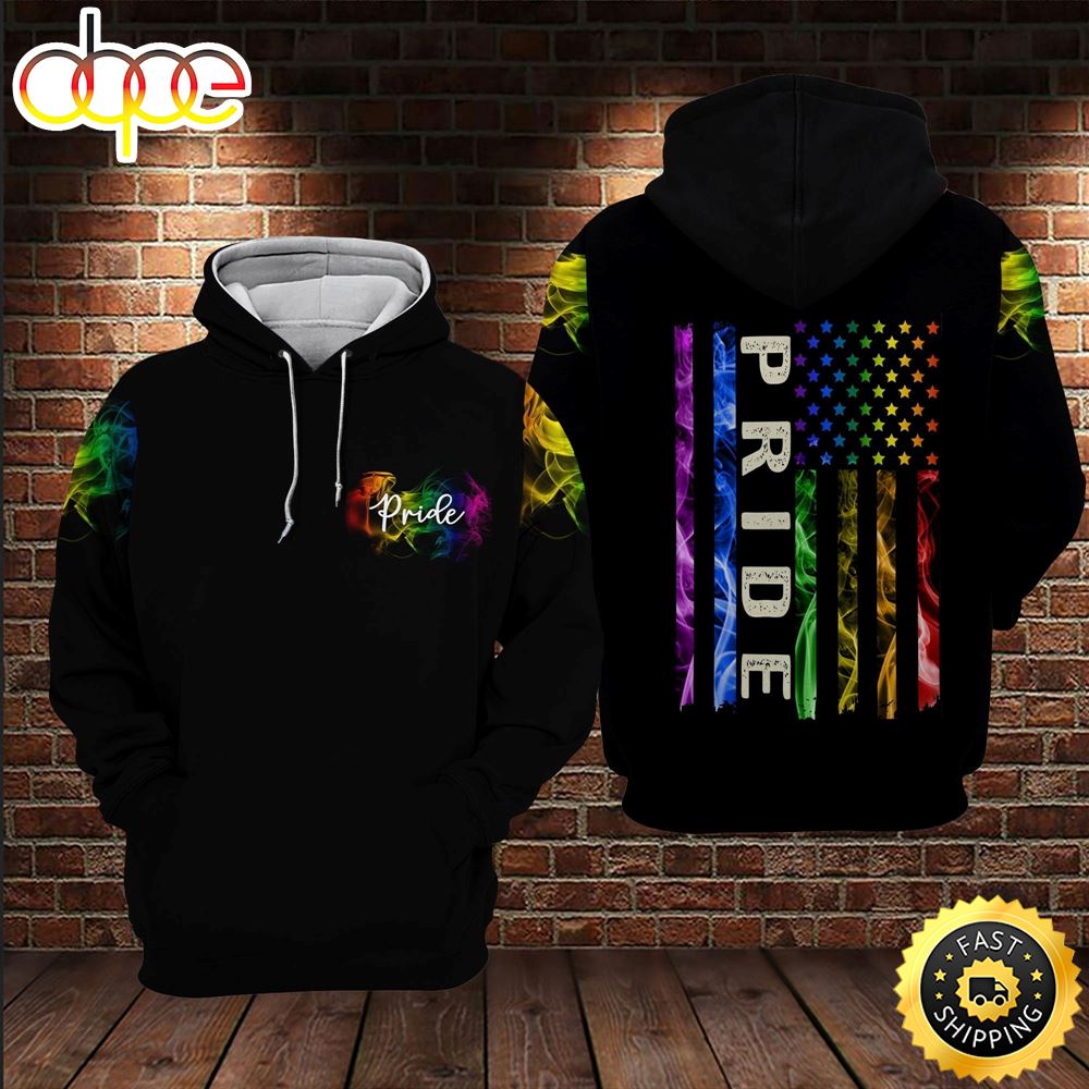 LGBT LGBT Color American Flag Pride Hoodie 3D All Over Print Shirt