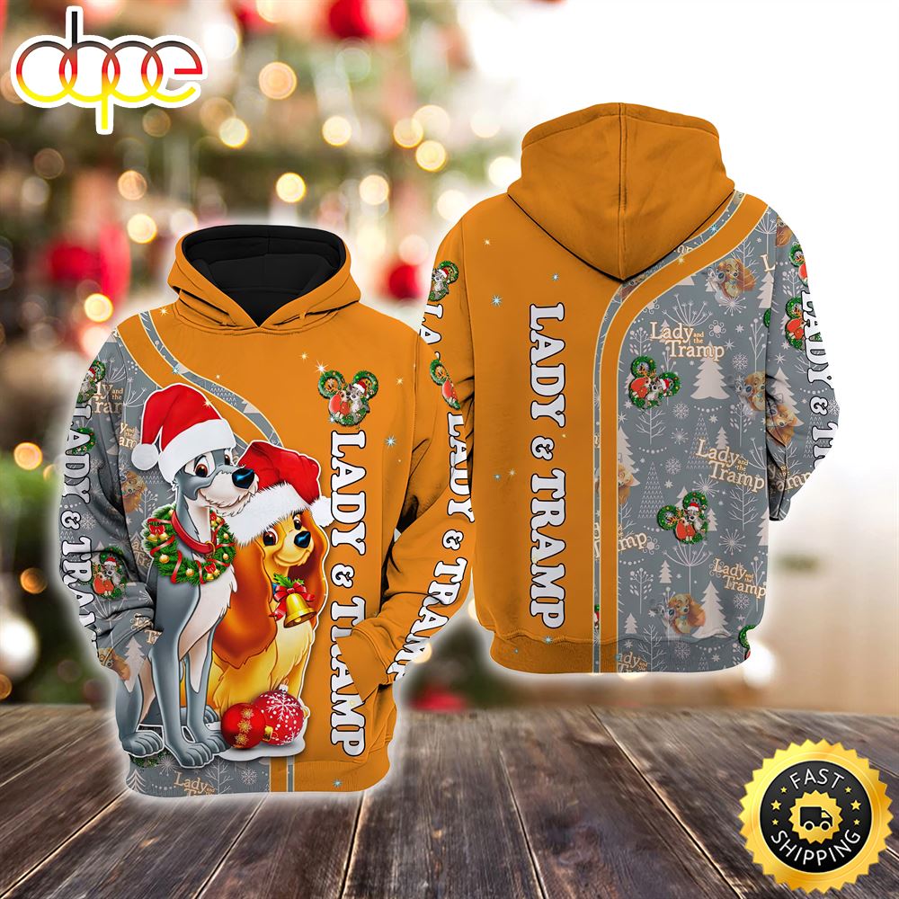 Lady &amp;Amp The Tramp Christmas Disney Christmas Hoodie All Over Print Shirts