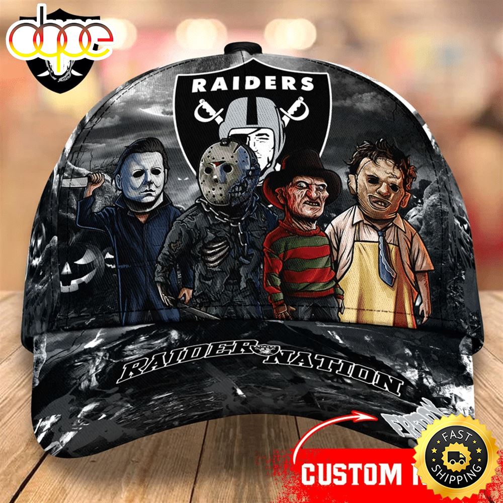 Las Vegas Raiders  Nfl Personalized Trending Cap Mixed Horror Movie Characters