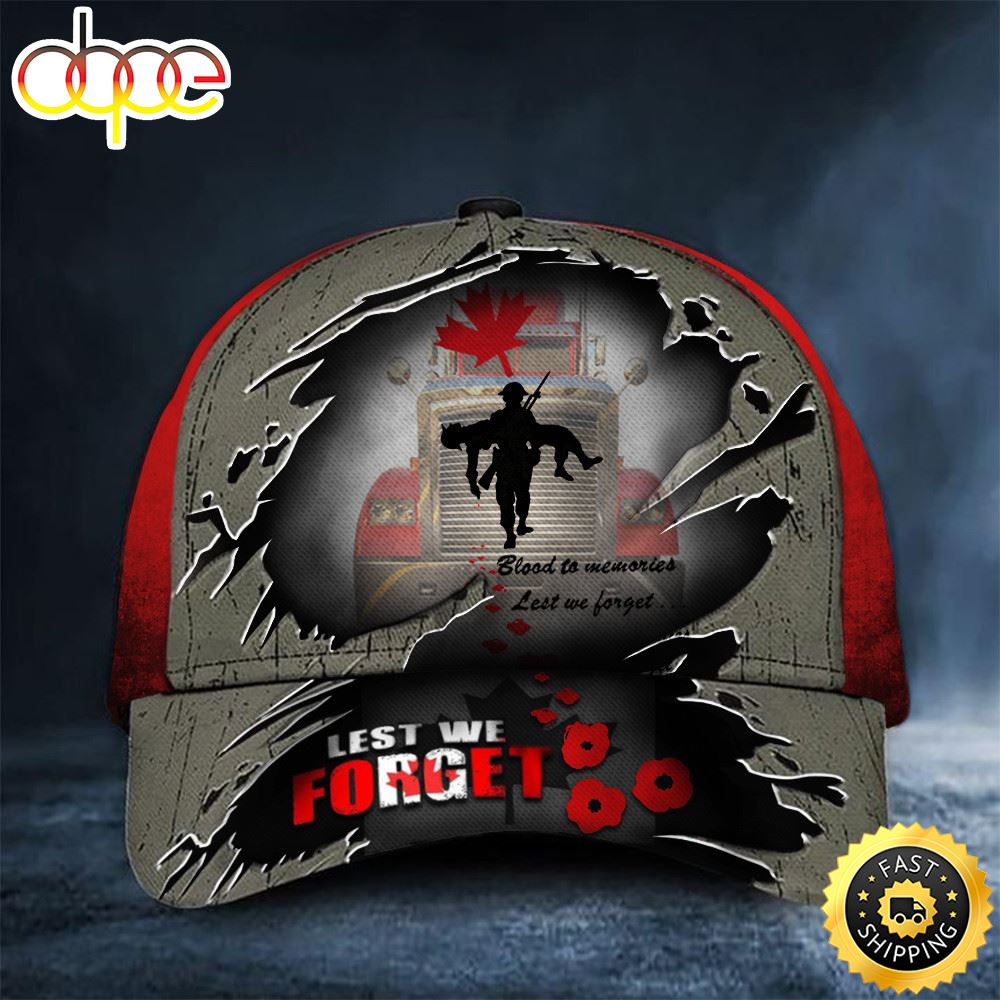 Lest We Forget Poppy Canada Flag Hat Veterans Remembrance Day Patriotic Caps For Mens Hat Classic Cap