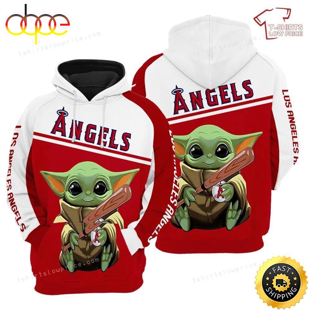 Los Angeles Angels Baby Yoda Full Print 3d Hoodie And Zipper
