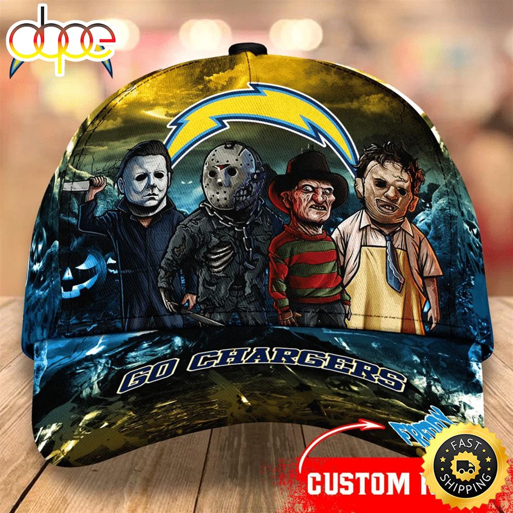 Los Angeles Chargers  Nfl Personalized Trending Cap Mixed Horror Movie Characters