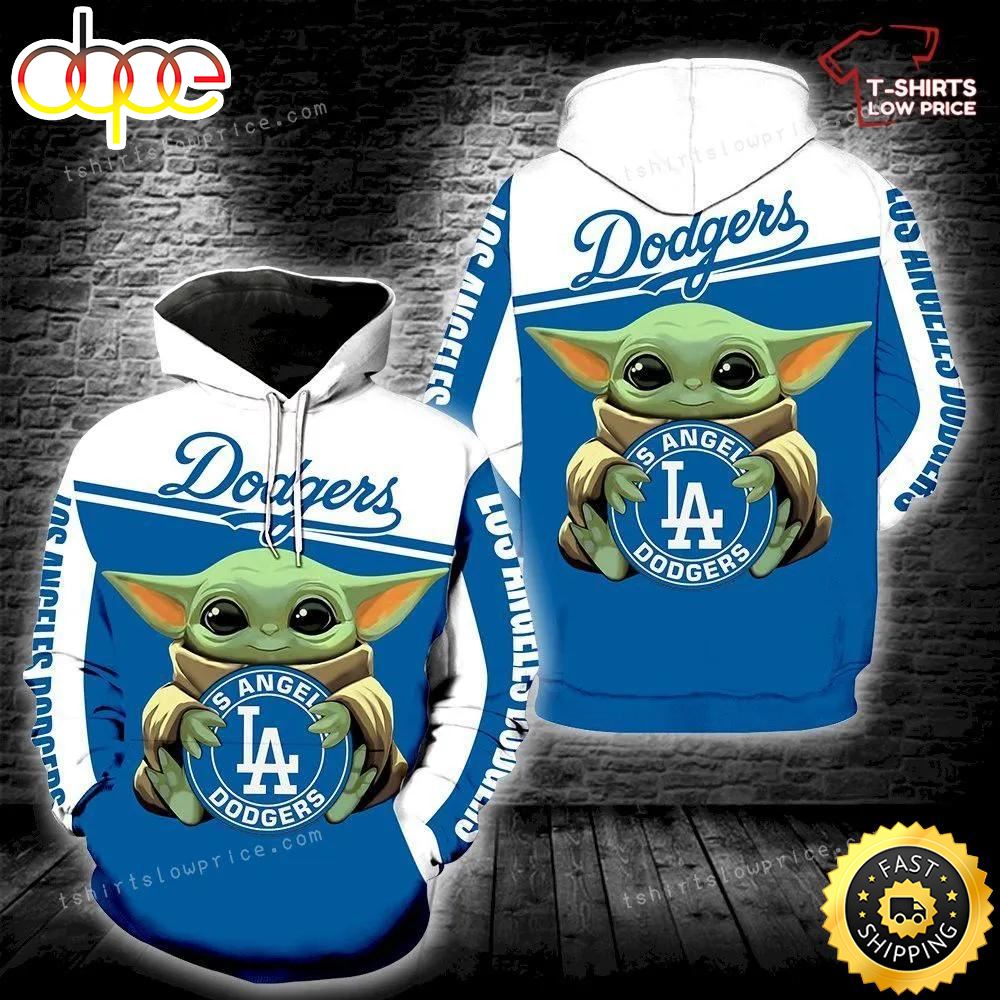 Los Angeles Dodgers Baby Yoda Hold Logo Full Print 3d Hoodie Zipper Men Women