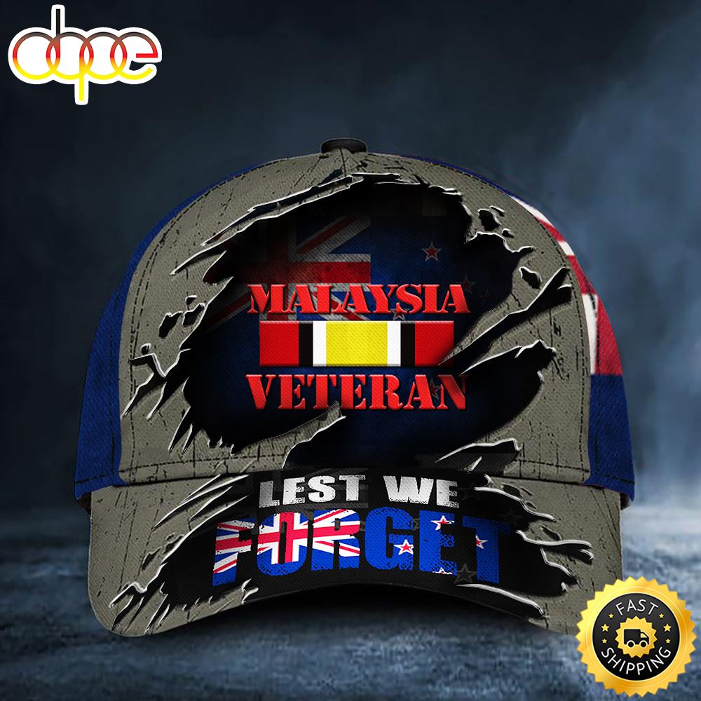 Malaysia Veteran Lest We Forget New Zealand Flag Hat Veterans Memorial Day Patriots Merch Hat Classic Cap