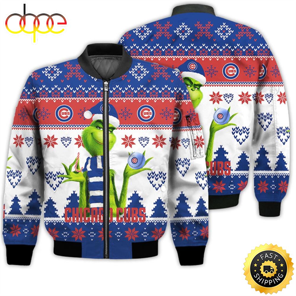 Merry Christmas 2023 Ugly Unisex Major League Baseball American Grinch Cute Cubs 3D Bomber Jacket