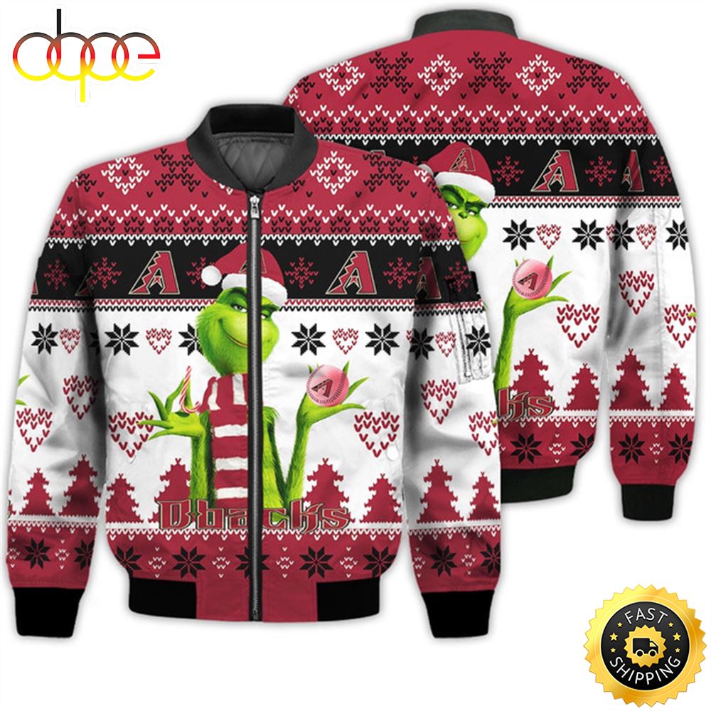 Merry Christmas 2023 Ugly Unisex Major League Baseball American Grinch Cute Diamondbacks 3D Bomber Jacket