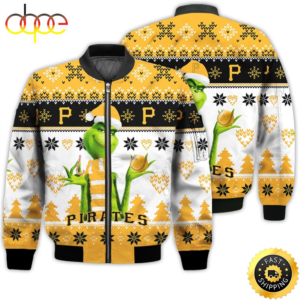 Merry Christmas 2023 Ugly Unisex Major League Baseball American Grinch Cute Pirates 3D Bomber Jacket
