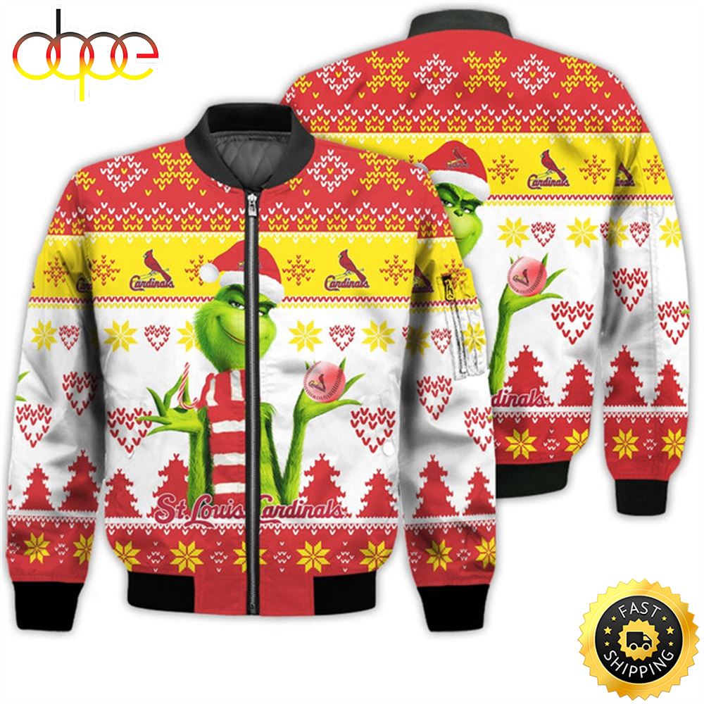 Merry Christmas 2023 Ugly Unisex Major League Baseball American Grinch Cute St. Louis Cardinals 3D Bomber Jacket