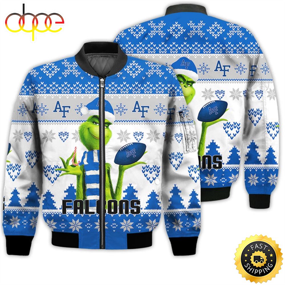 Merry Christmas 2023 Ugly Unisex National Collegiate Athletic Association American Grinch Cute Air Force Falcons 3D Bomber Jacket