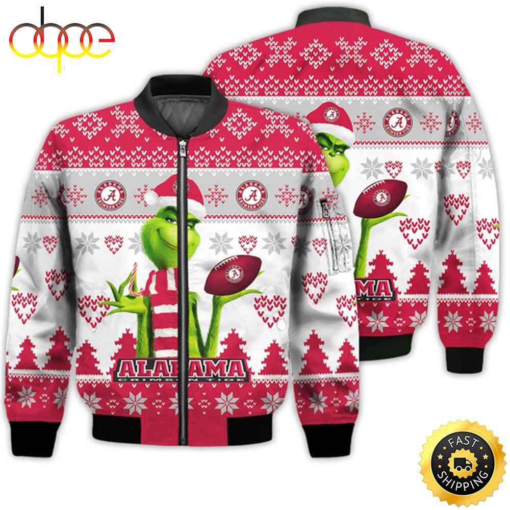 Merry Christmas 2023 Ugly Unisex National Collegiate Athletic Association American Grinch Cute Crimson Tide 3D Bomber Jacket