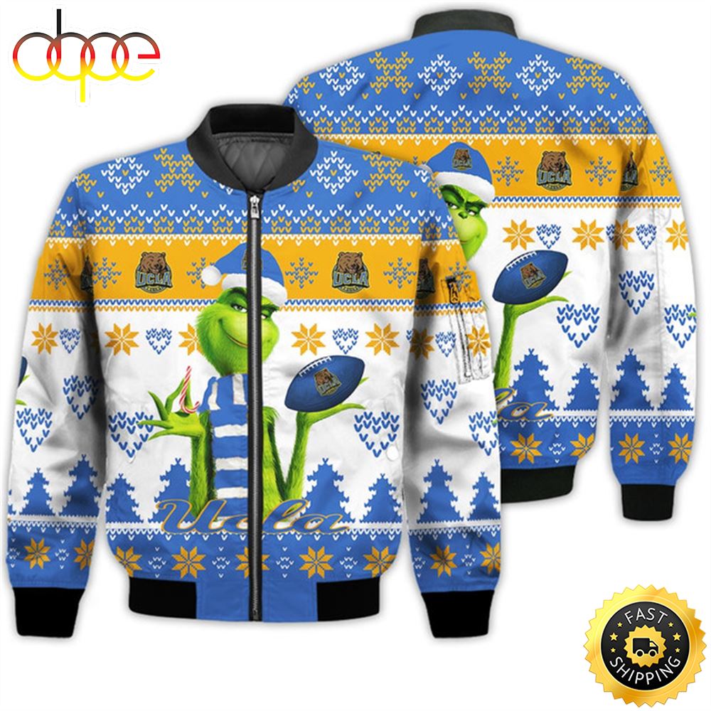 Merry Christmas 2023 Ugly Unisex National Collegiate Athletic Association American Grinch Cute UCLA Bruins 3D Bomber Jacket