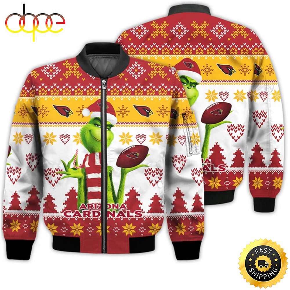 Merry Christmas 2023 Ugly Unisex Super Bowl American Grinch Cute Cardinals 3D Bomber Jacket