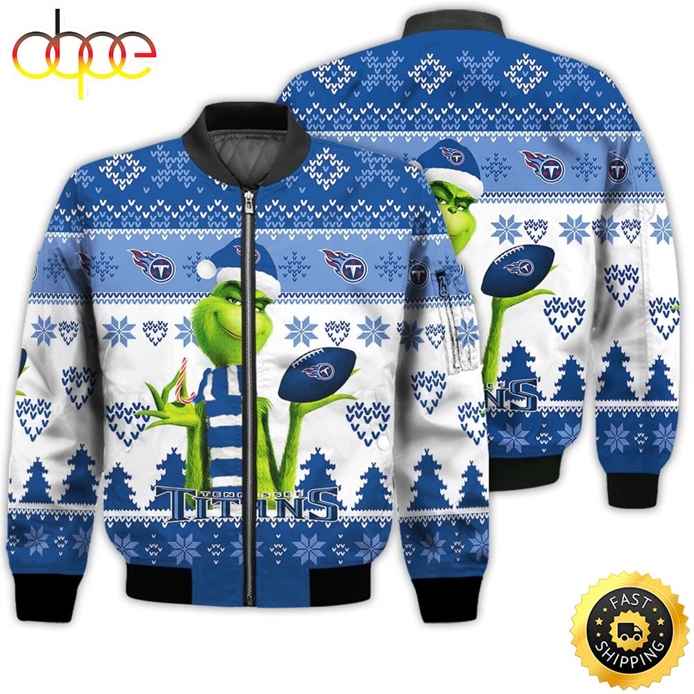 Merry Christmas 2023 Ugly Unisex Super Bowl American Grinch Cute Titans 3D Bomber Jacket