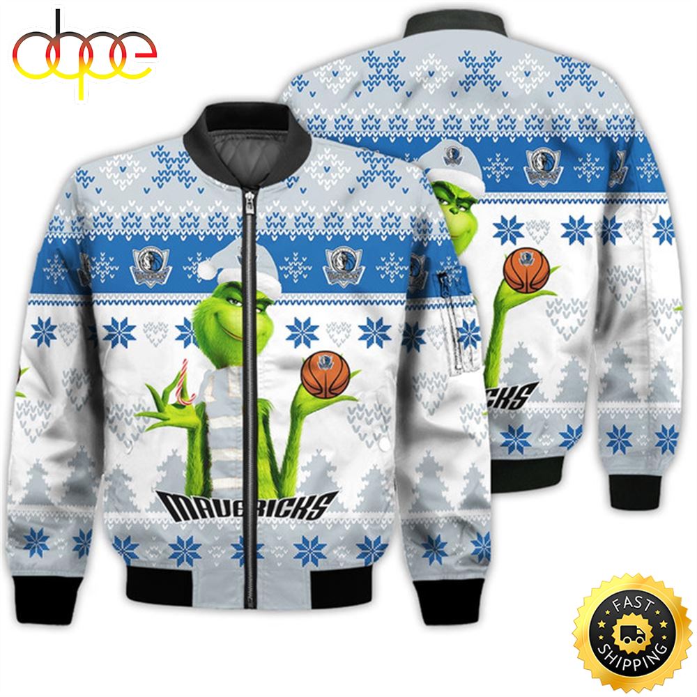 Merry Christmas 2023 Ugly Unisex The National Basketball Association American Grinch Cute Mavericks 3D Bomber Jacket