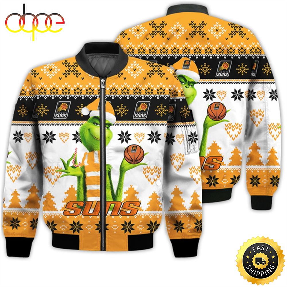 Merry Christmas 2023 Ugly Unisex The National Basketball Association American Grinch Cute Suns 3D Bomber Jacket