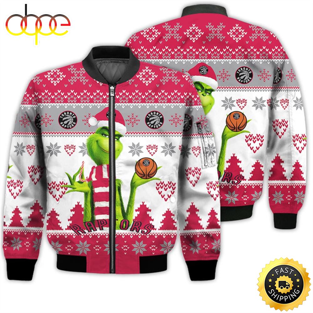 Merry Christmas 2023 Ugly Unisex The National Basketball Association American Grinch Cute Toronto Raptors 3D Bomber Jacket