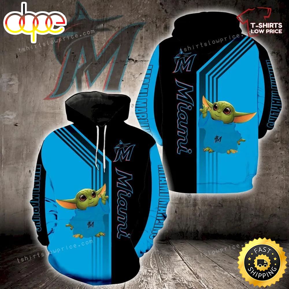 Miami Marlins Baby Yoda Full Print 3d Hoodie And Zipper Men Women