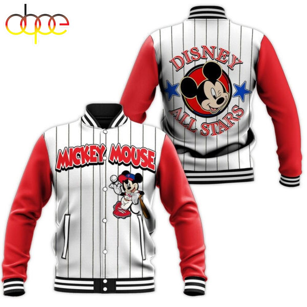 Mickey Mouse Allstar Stripe Disney Unisex Cartoon Graphic Casual Outfits Gift Lover Baseball Jacket
