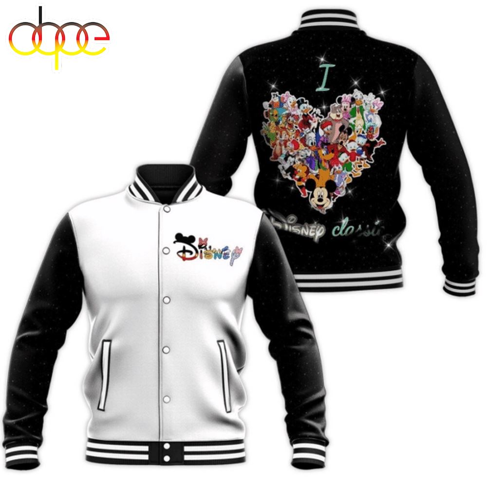 Mickey Mouse I Love Disney Classic All Character Gift Lover Baseball Jacket