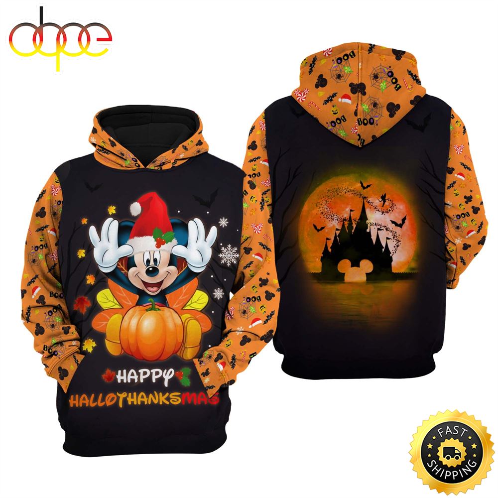 Mickey Mouse Hallothankmas Disney 3D Hoodie