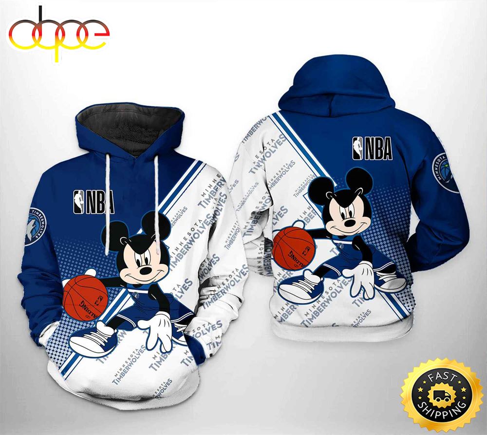 Minnesota Timberwolves Nba Mickey 3d Printed Hoodie