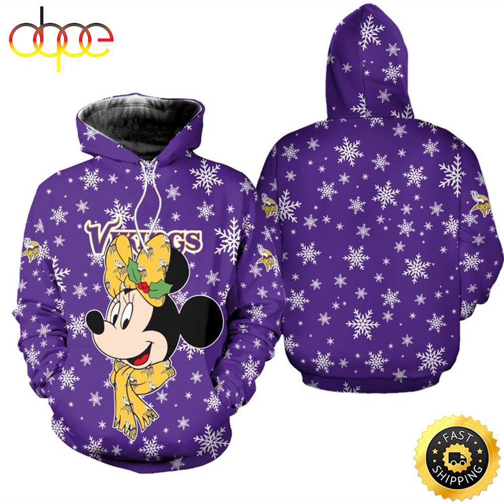 Minnesota Vikings Christmas Minnie Mouse Football NFL All Over print Christmas Shirt