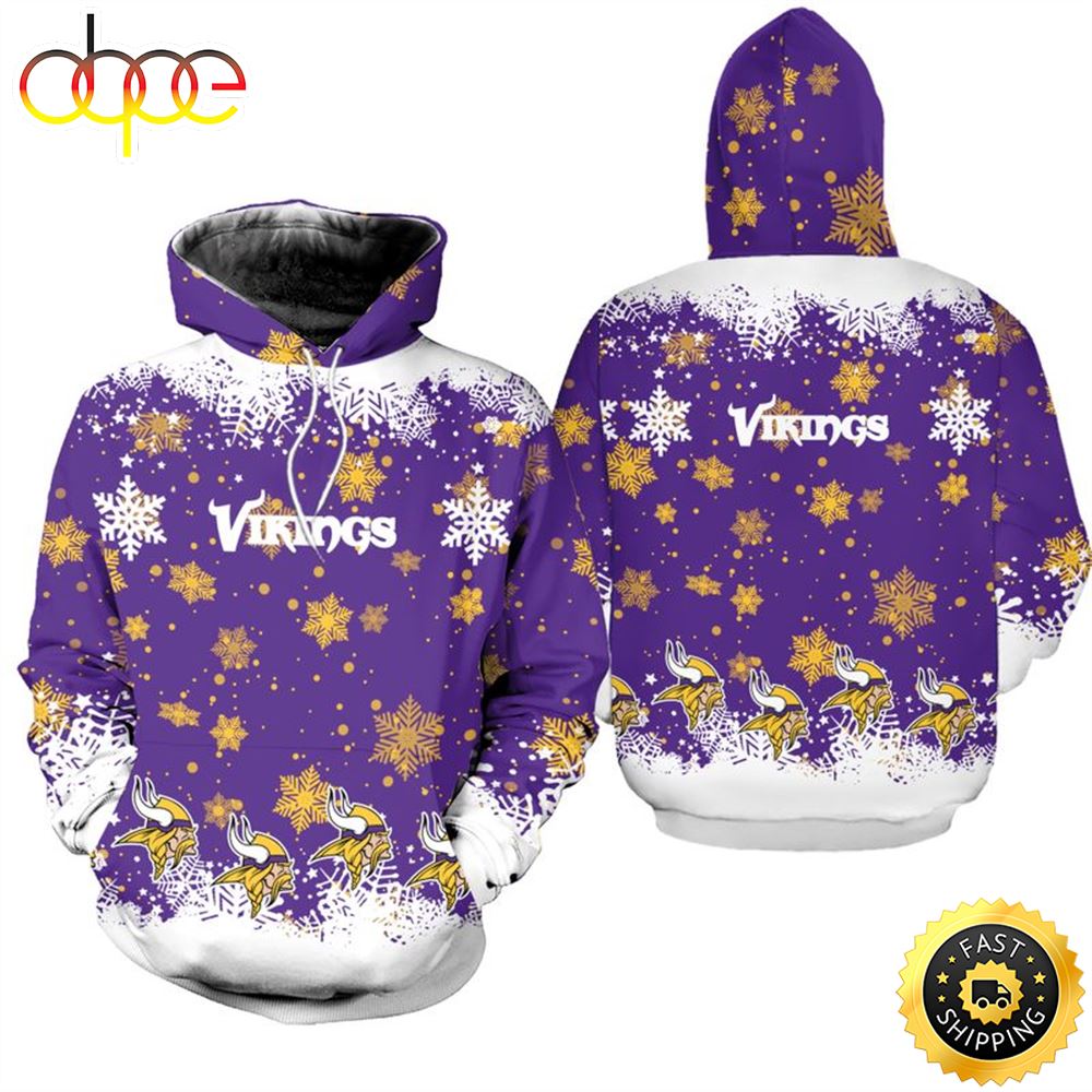 Minnesota Vikings Christmas Pattern Football NFL All Over Print Hoodie Shirt
