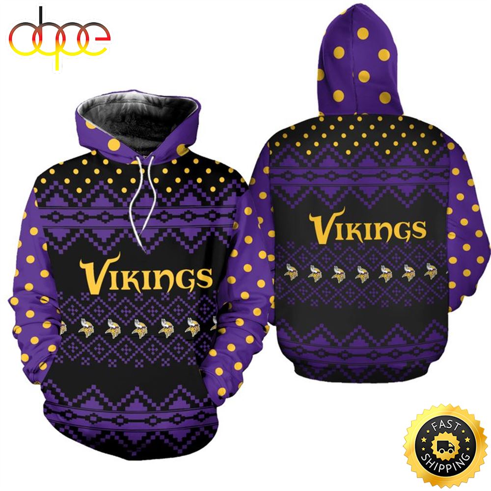 Minnesota Vikings Christmas Pattern Limited Football NFL All Over print Christmas Shirt