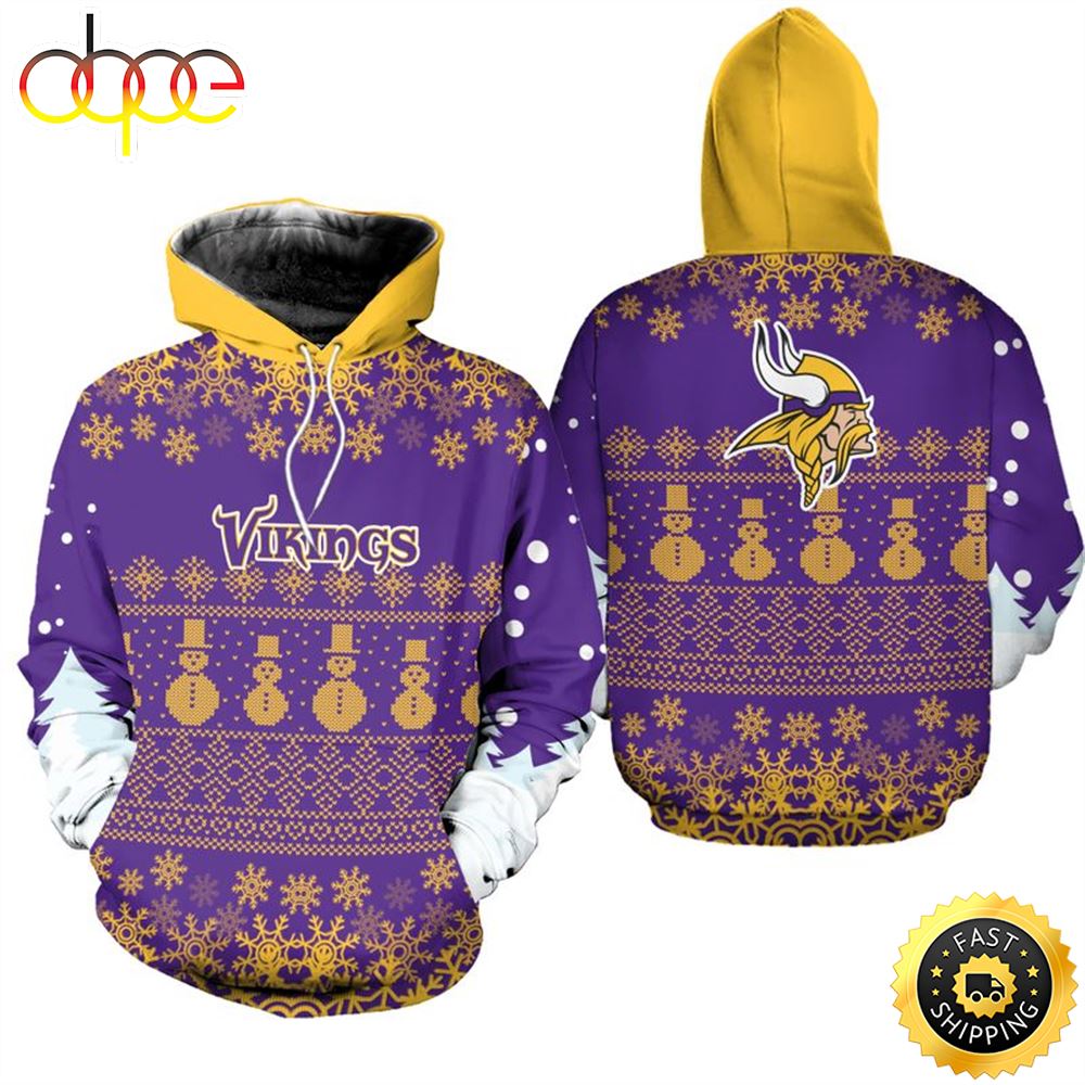Minnesota Vikings Christmas Pine Football NFL All Over Print Hoodie Shirt