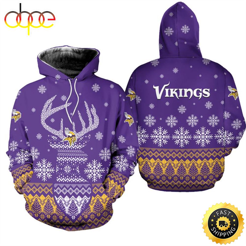 Minnesota Vikings Christmas Reindeer AFootball NFL All Over print Christmas Shirt