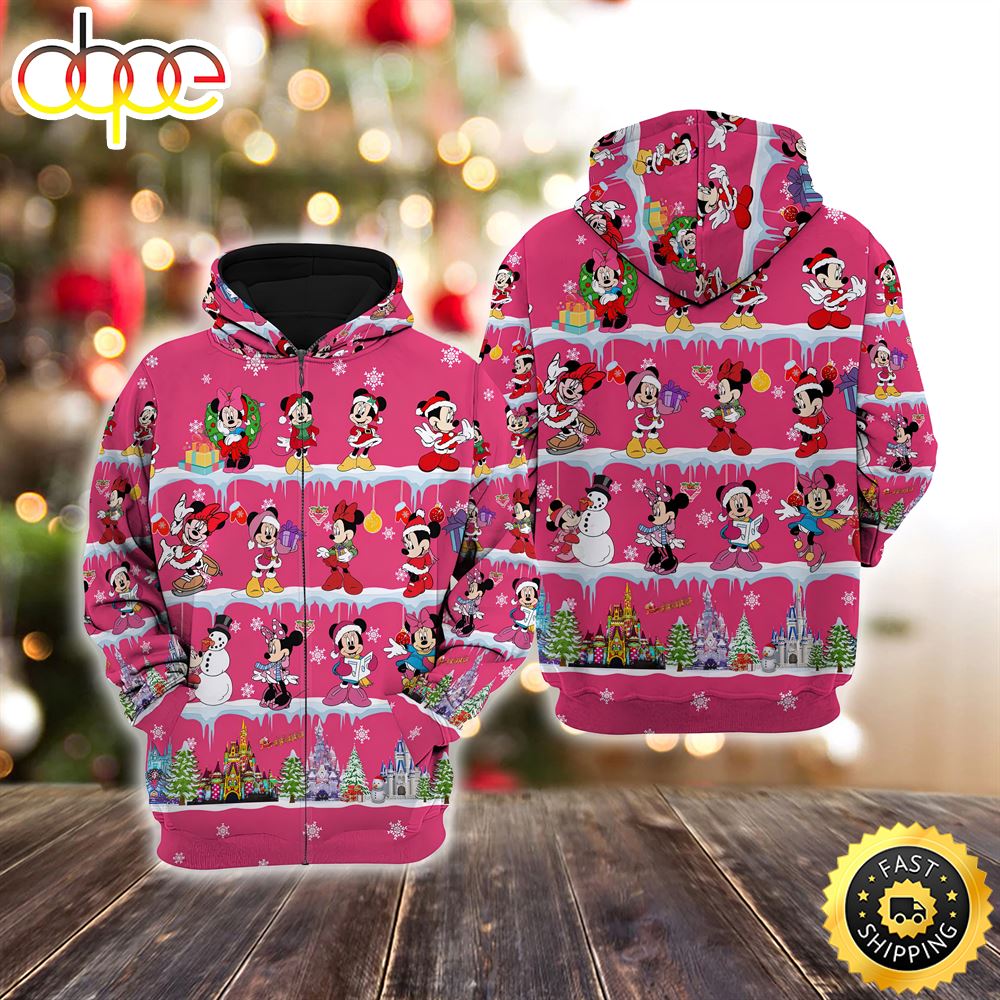 Minnie Mouse Pink Christmas Disney  Christmas Hoodie All Over Print Shirts