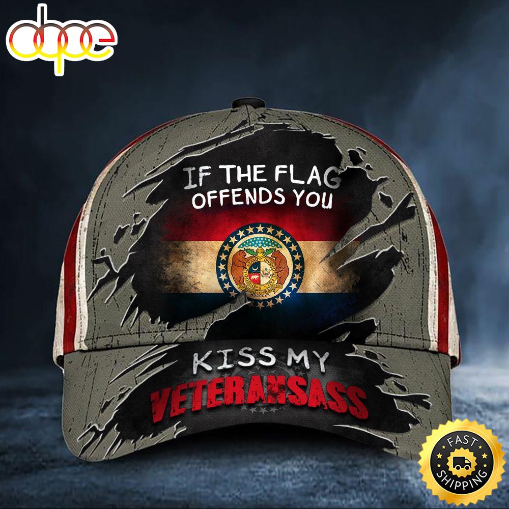 Missouri If The Flag Offends You Kiss My Veteransass Hat Old Retro USA Proud Veteran Missouri Hat Classic Cap