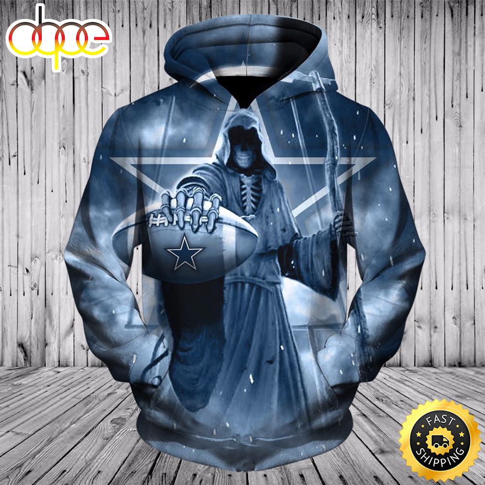 N.F.L.Dallas Cowboys Grimm Reaper In Sudden Death 3D Hoodie All Over Print Shirts