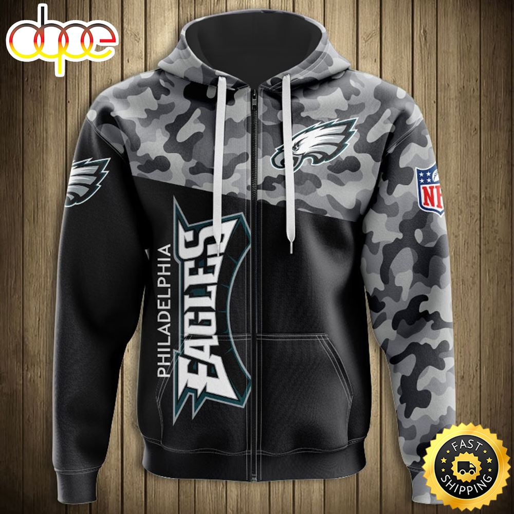 N.F.L.Philadelphia Eagles Camo 3D Hoodie All Over Print Shirt