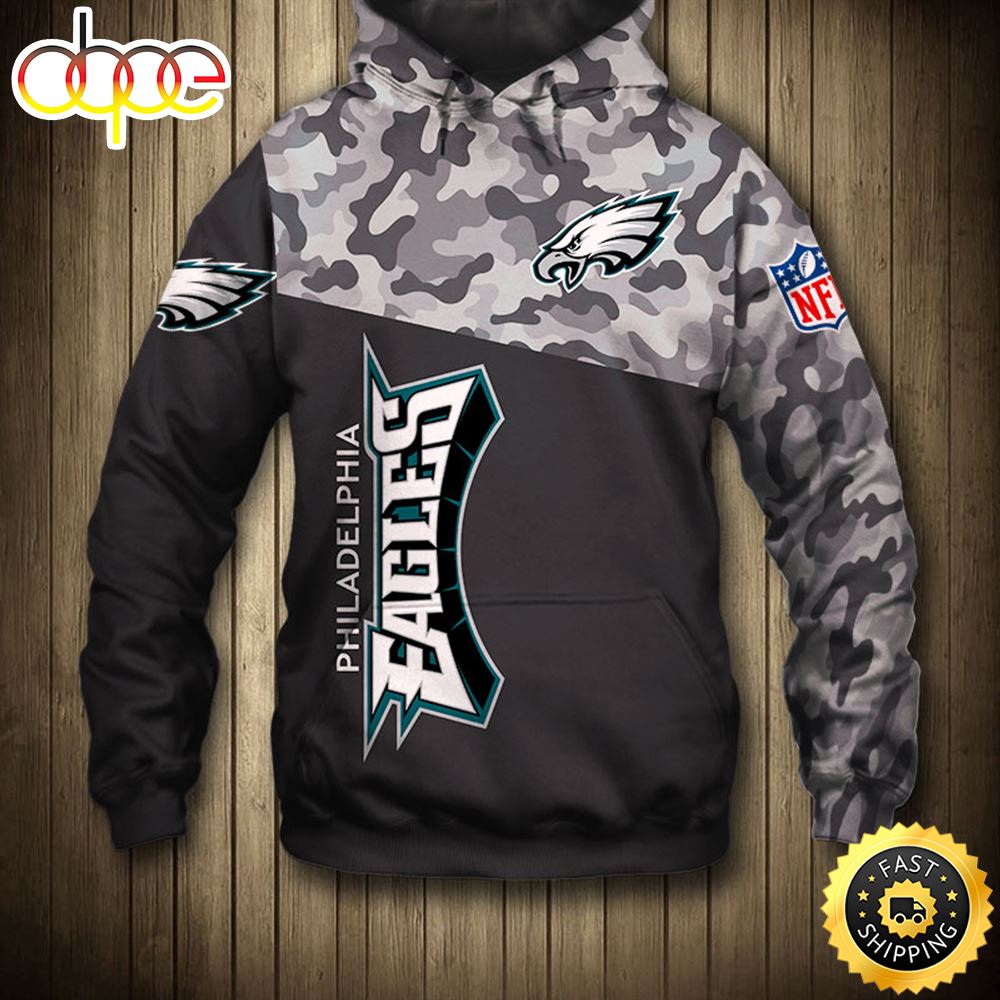 N.F.L.Philadelphia Eagles Camo &amp; Eagles Logo 3D Hoodie All Over Print Shirt
