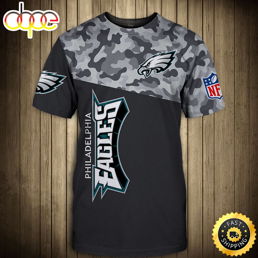 N.F.L.Philadelphia Eagles Camo &amp; NFL Logo 3D T-shirt All Over Print Shirt
