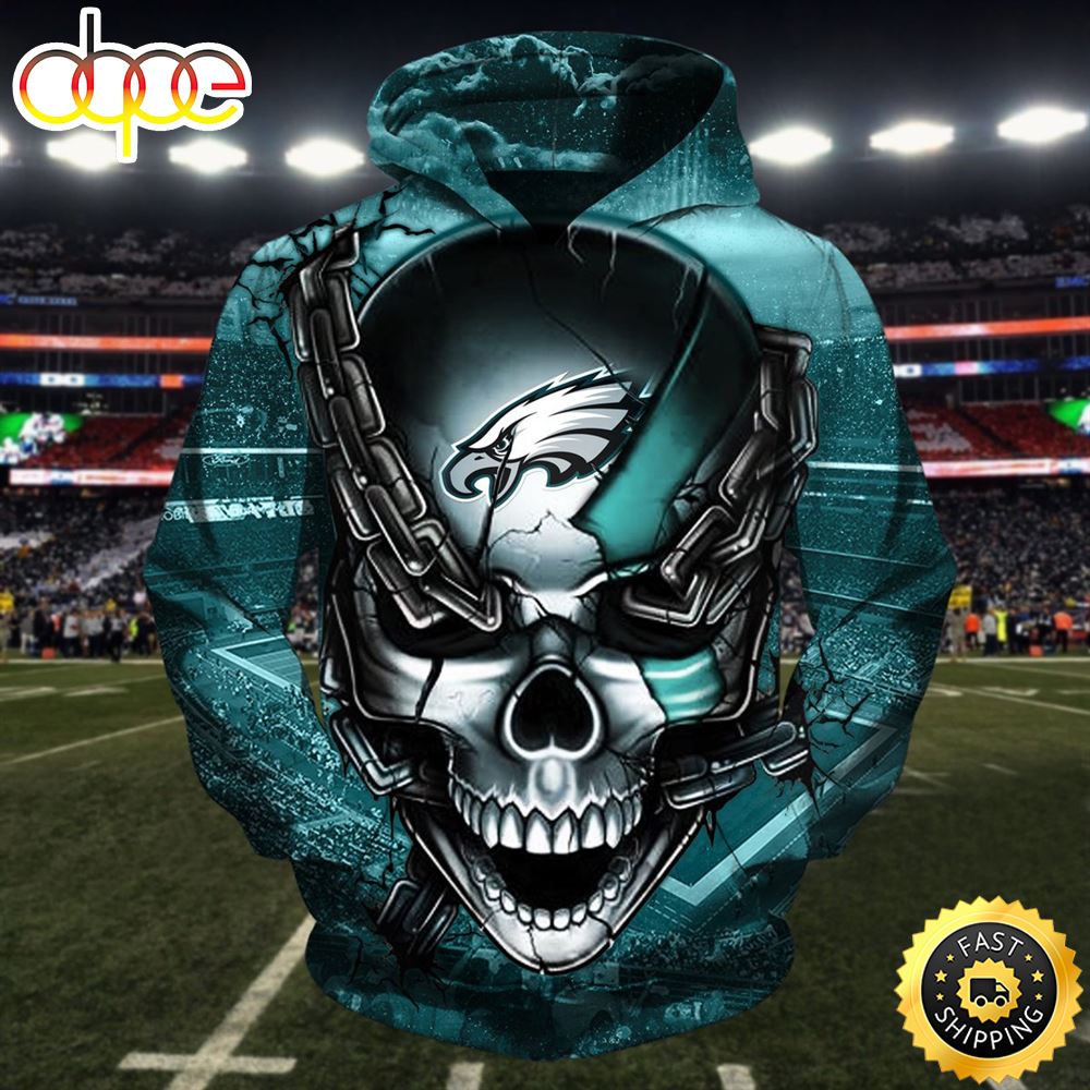 N.F.L.Philadelphia Eagles &amp; Eagles  Logo Skull 3D Hoodie All Over Print Shirt