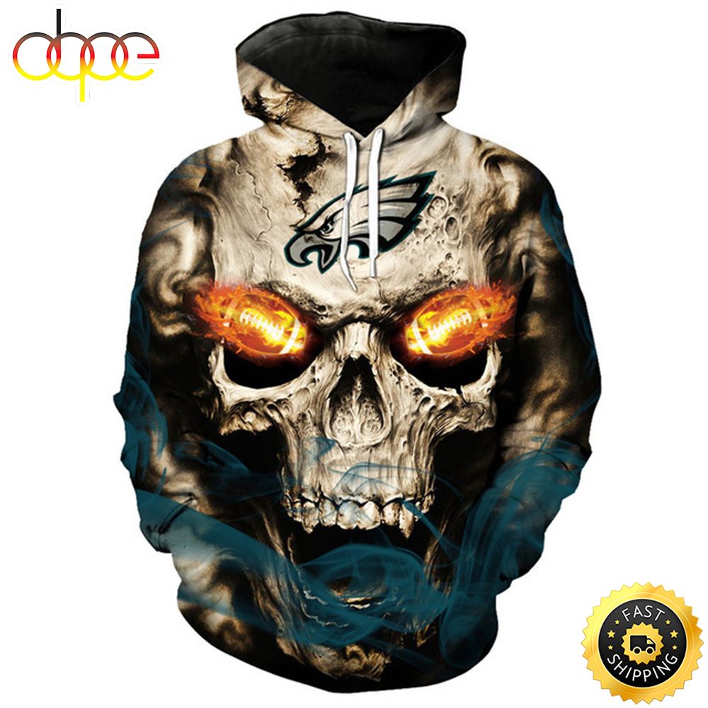 N.F.L.Philadelphia Eagles &amp; Neon Glowing Fiery Eagles Football Eyes 3D Hoodie All Over Print Shirt