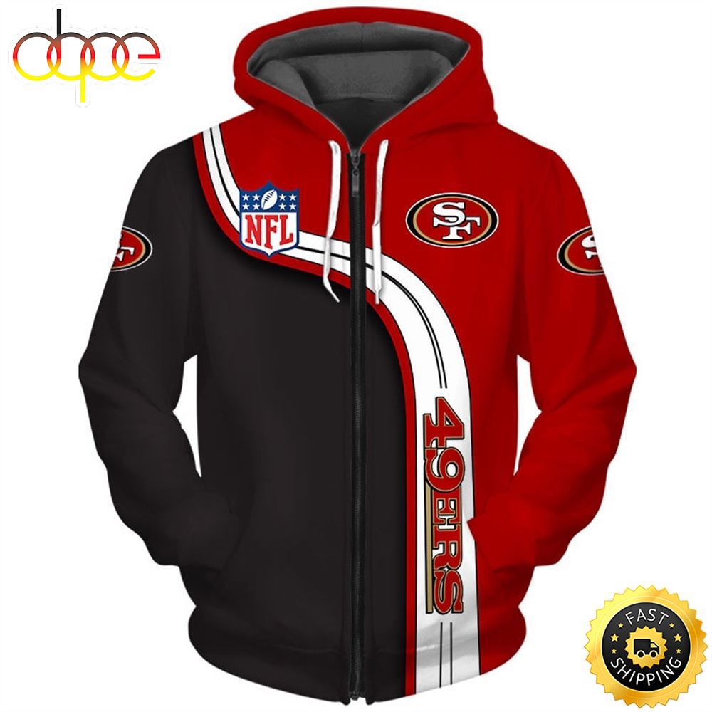 N.F.L.San Francisco 49ers Fashion Zippered Team Hoodies