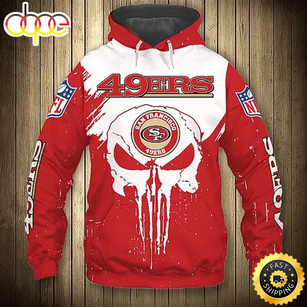 N.F.L.San Francisco 49ers Punisher Skull All Over Print Shirt