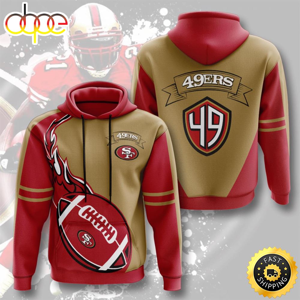 N.F.L.San Francisco 49ers Red &amp; Gold Pullover All Over Print Shirt