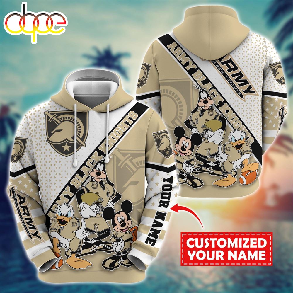 NCAA And Mickey Army Black Knights Character Cartoon Movie Custom Name Hoodie New Arrivals