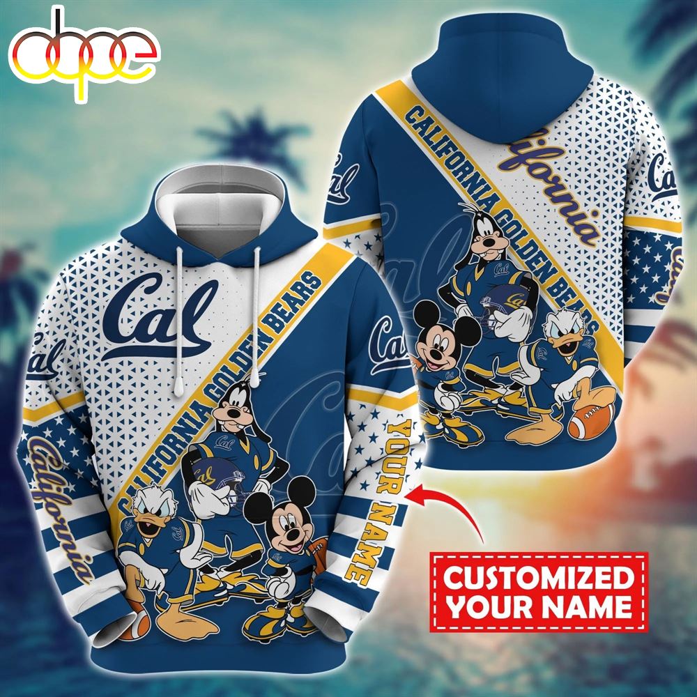 NCAA And Mickey California Golden Bears Character Cartoon Movie Custom Name Hoodie New Arrivals