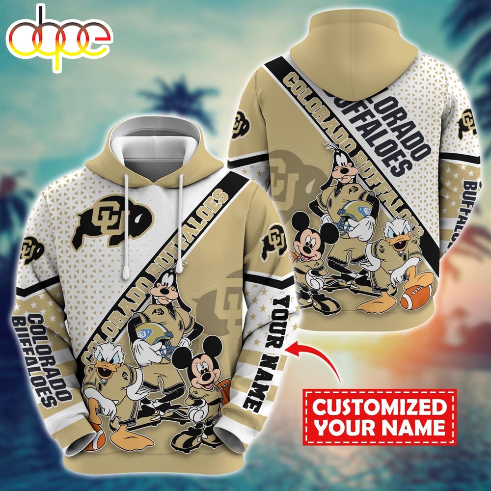NCAA And Mickey Colorado Buffaloes Character Cartoon Movie Custom Name Hoodie New Arrivals