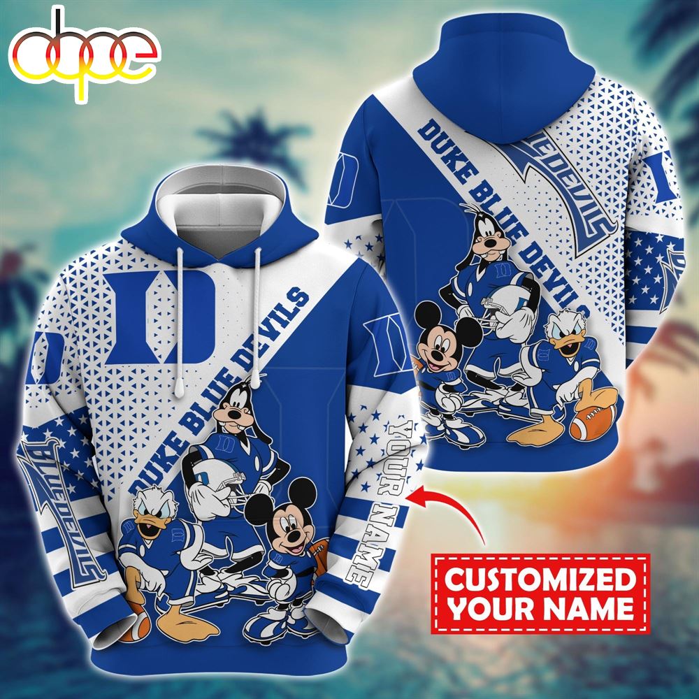 NCAA And Mickey Duke Blue Devils Character Cartoon Movie Custom Name Hoodie New Arrivals