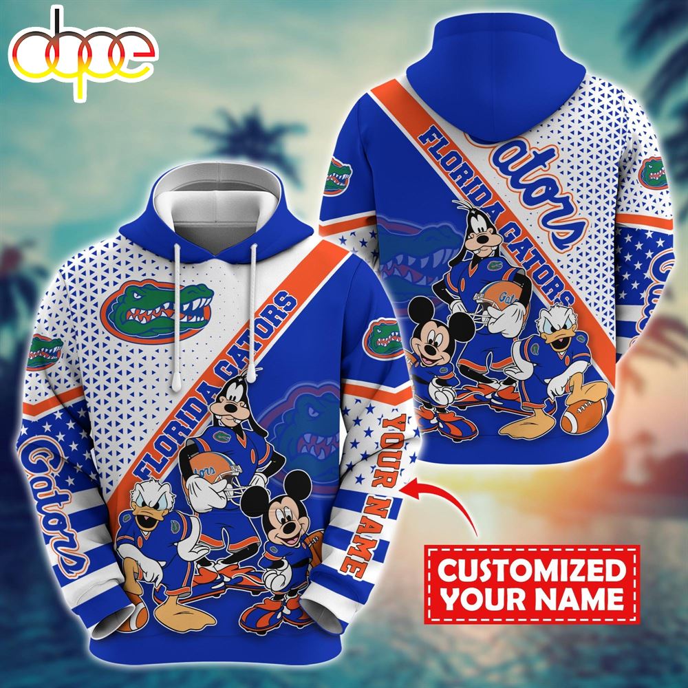 NCAA And Mickey Florida Gators Character Cartoon Movie Custom Name Hoodie New Arrivals
