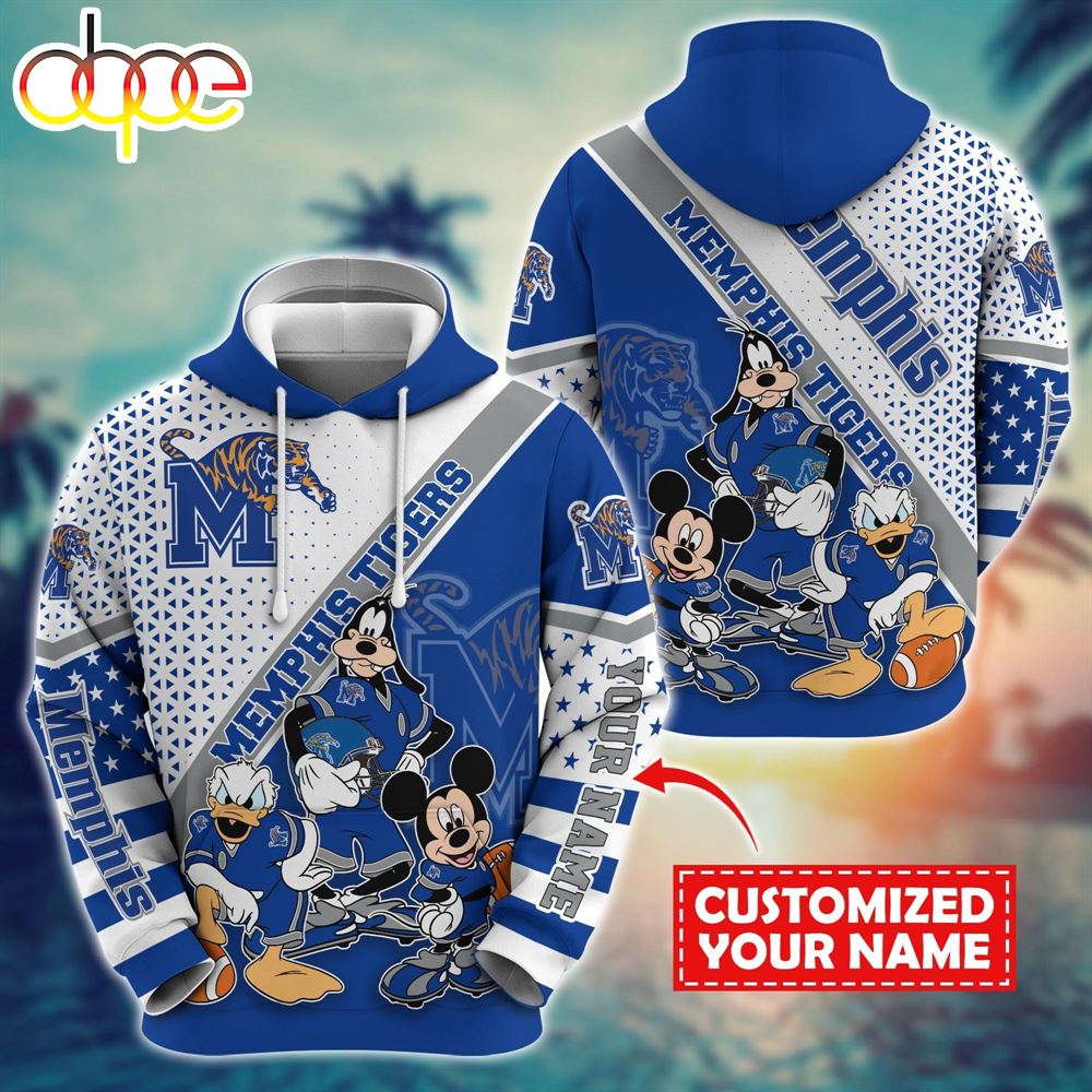 NCAA And Mickey Memphis Tigers Character Cartoon Movie Custom Name Hoodie New Arrivals